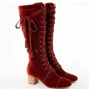 Joyfolie Marita Tall Boot Brick color Lace-Up under the Knee-High size 7 Fairy
